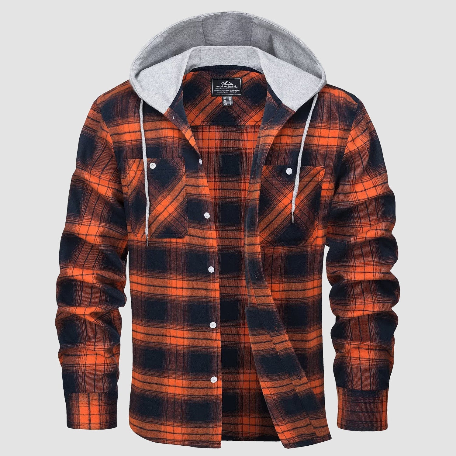 Men's Flannel Plaid Shirt Hoodie Fleece Shirt - MAGCOMSEN