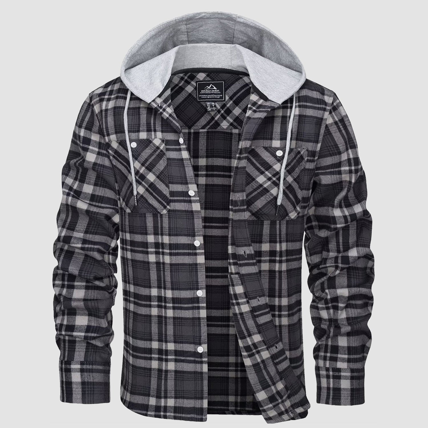 Men's Flannel Plaid Shirt Hoodie Fleece Shirt - MAGCOMSEN