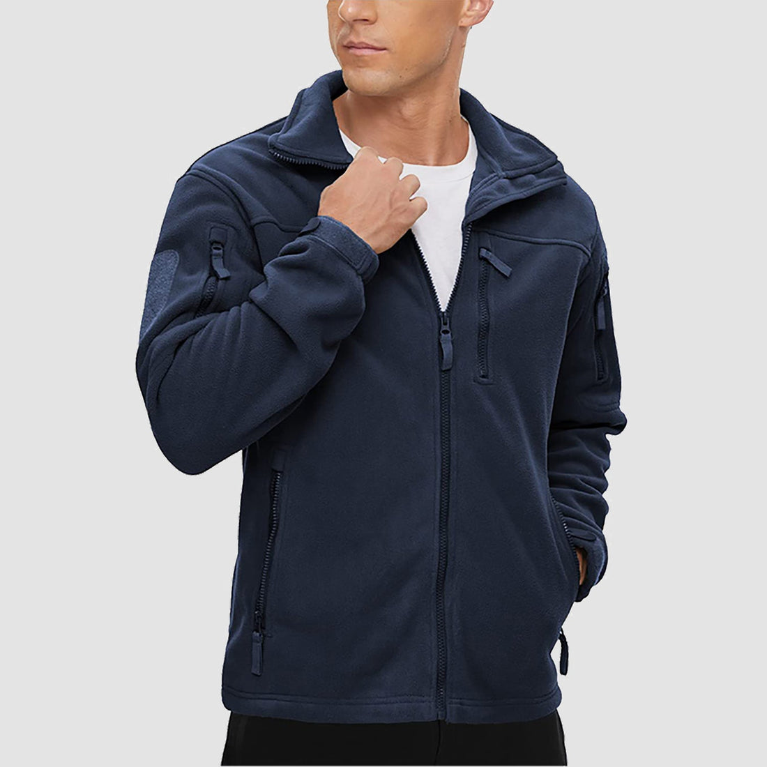 Men's tactical fleece jacket with multiple pockets