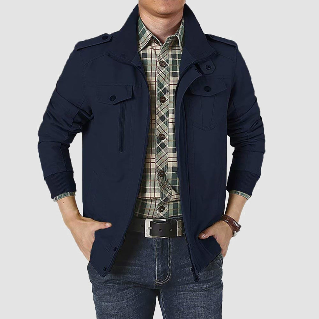 Men's cotton winter jacket with multiple pockets