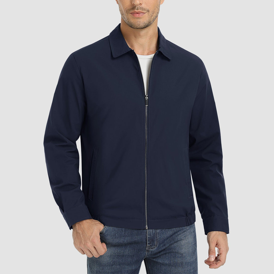 Men's lightweight jacket with zipper closure