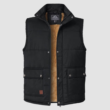 Men's winter vest with stand-up collar and zipper closure