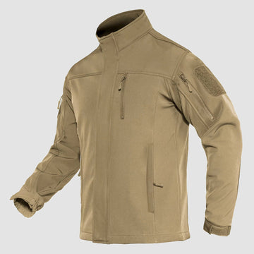 Men's water-resistant tactical softshell jacket with fleece lining