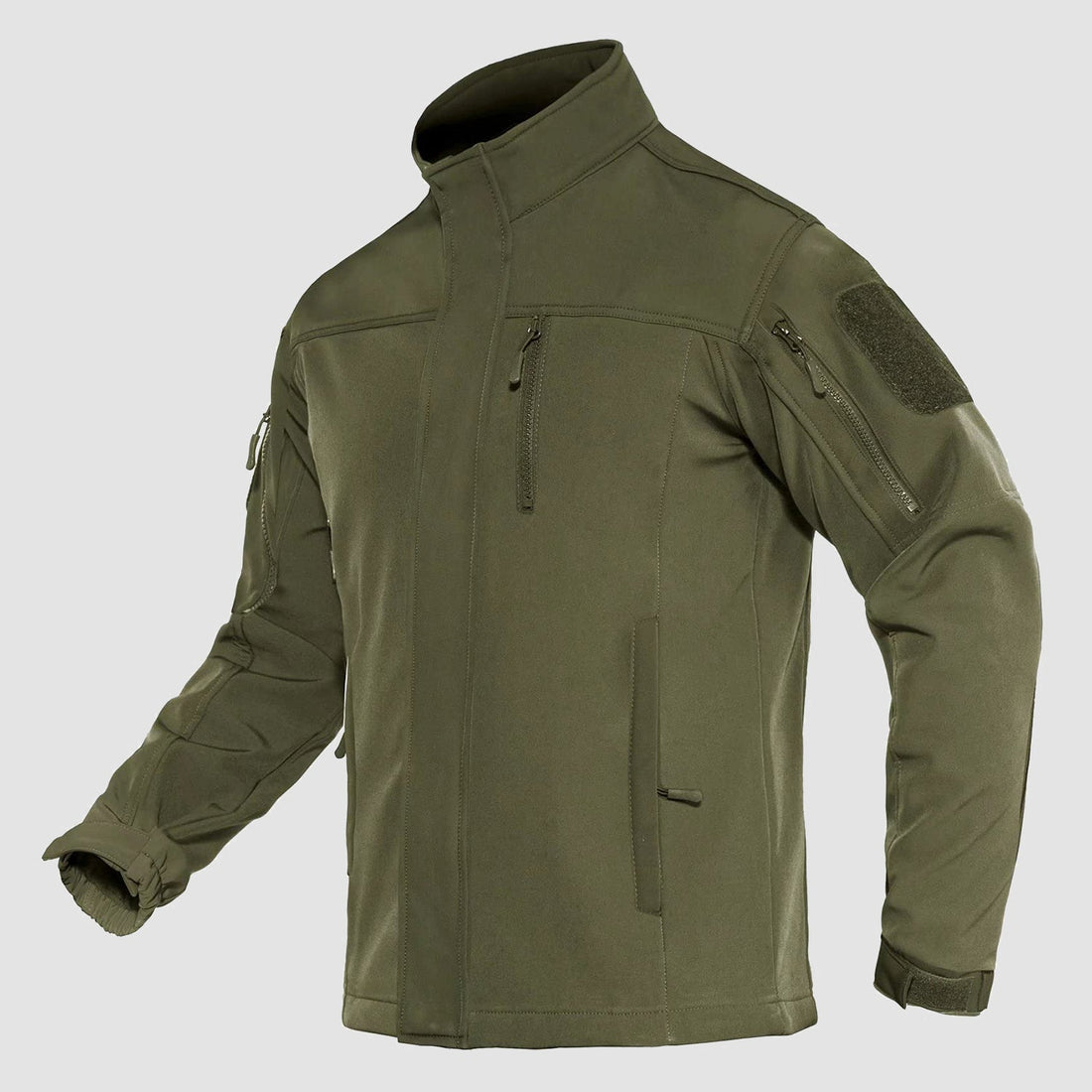 Men's water-resistant tactical softshell jacket with fleece lining