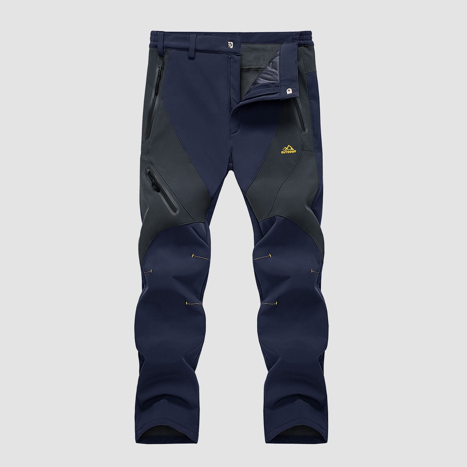 Men's winter pants with fleece lining and multiple pockets