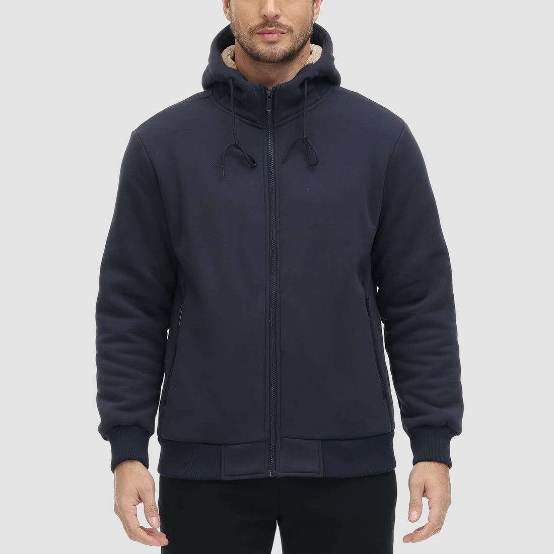 Men's full zip fleece hoodie with multiple pockets