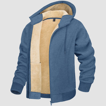 Men's full zip fleece hoodie with multiple pockets