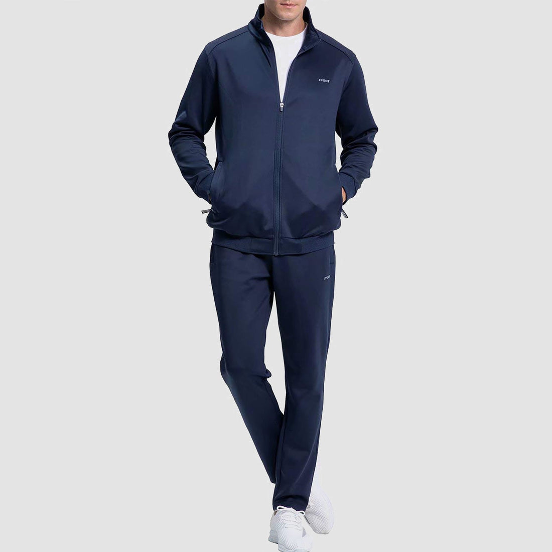 Men's athletic sweatsuit set with elastic waistband pants