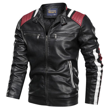 Steven - casual men's biker jacket with striped design