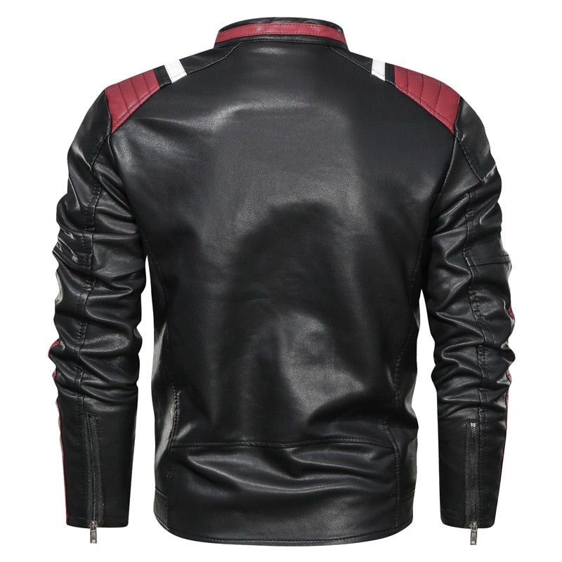 Steven - casual men's biker jacket with striped design