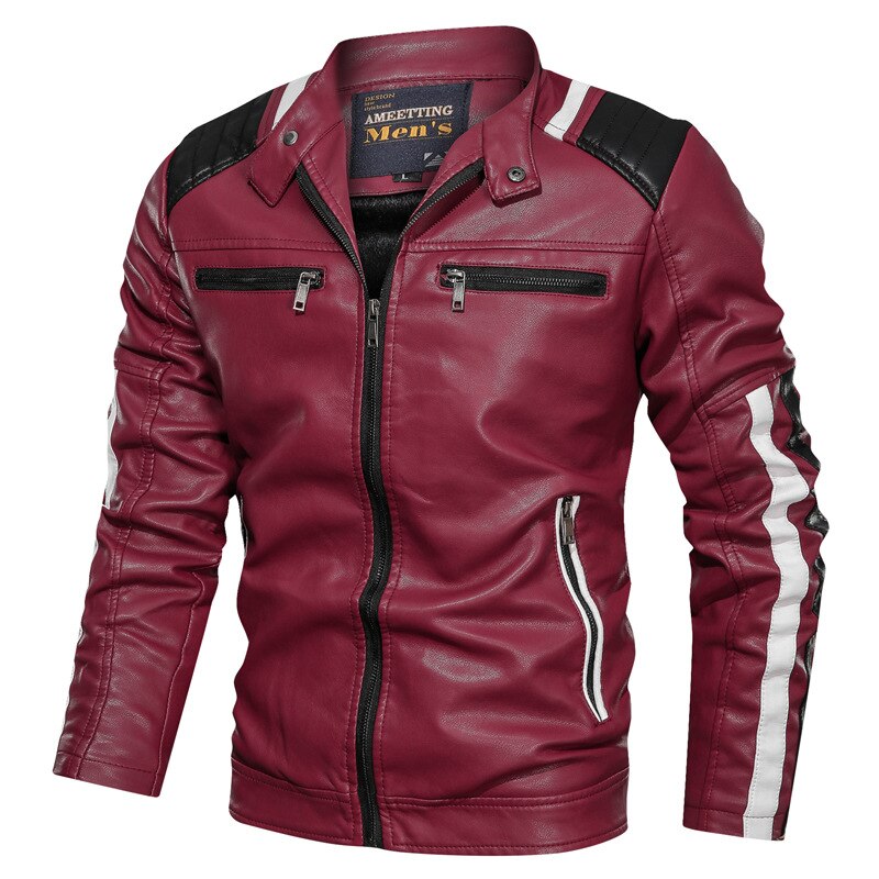 Steven - casual men's biker jacket with striped design