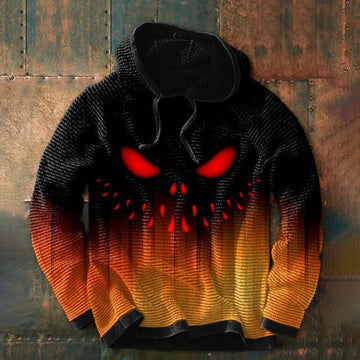 Men's knitted hoodie with glowing skull design