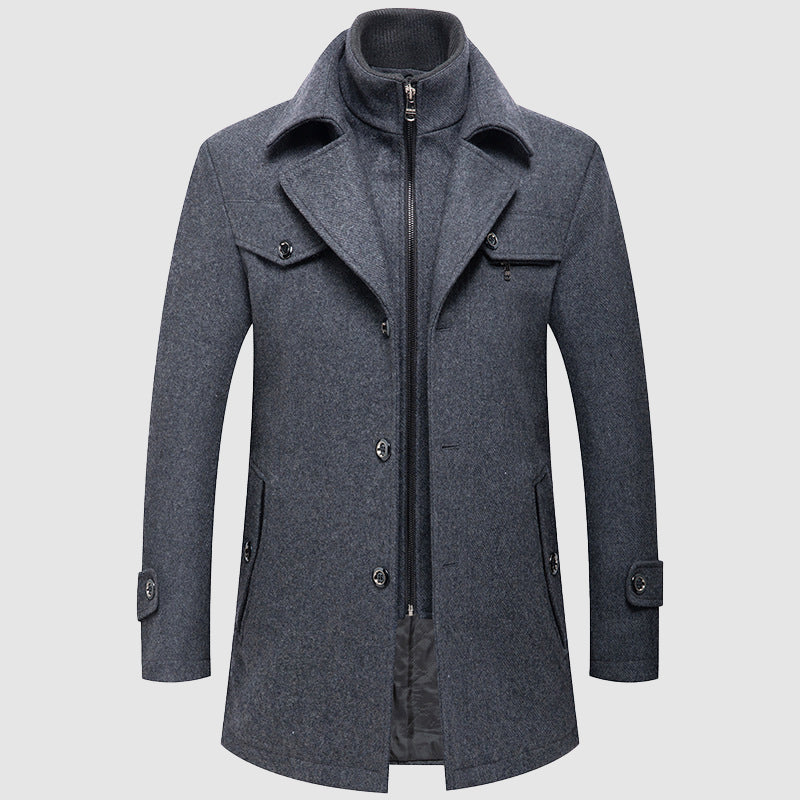 Men's trench coat with detachable inner jacket