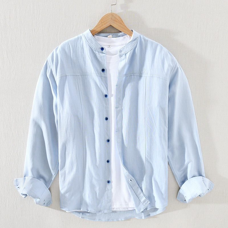 Men's spring autumn stand collar loose shirt