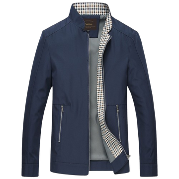 Men's stand-up collar jacket with plaid lining