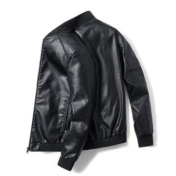 Men's long sleeve winter moto leather jacket