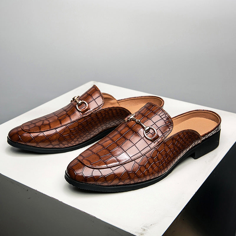 Men's leather loafers with crocodile pattern