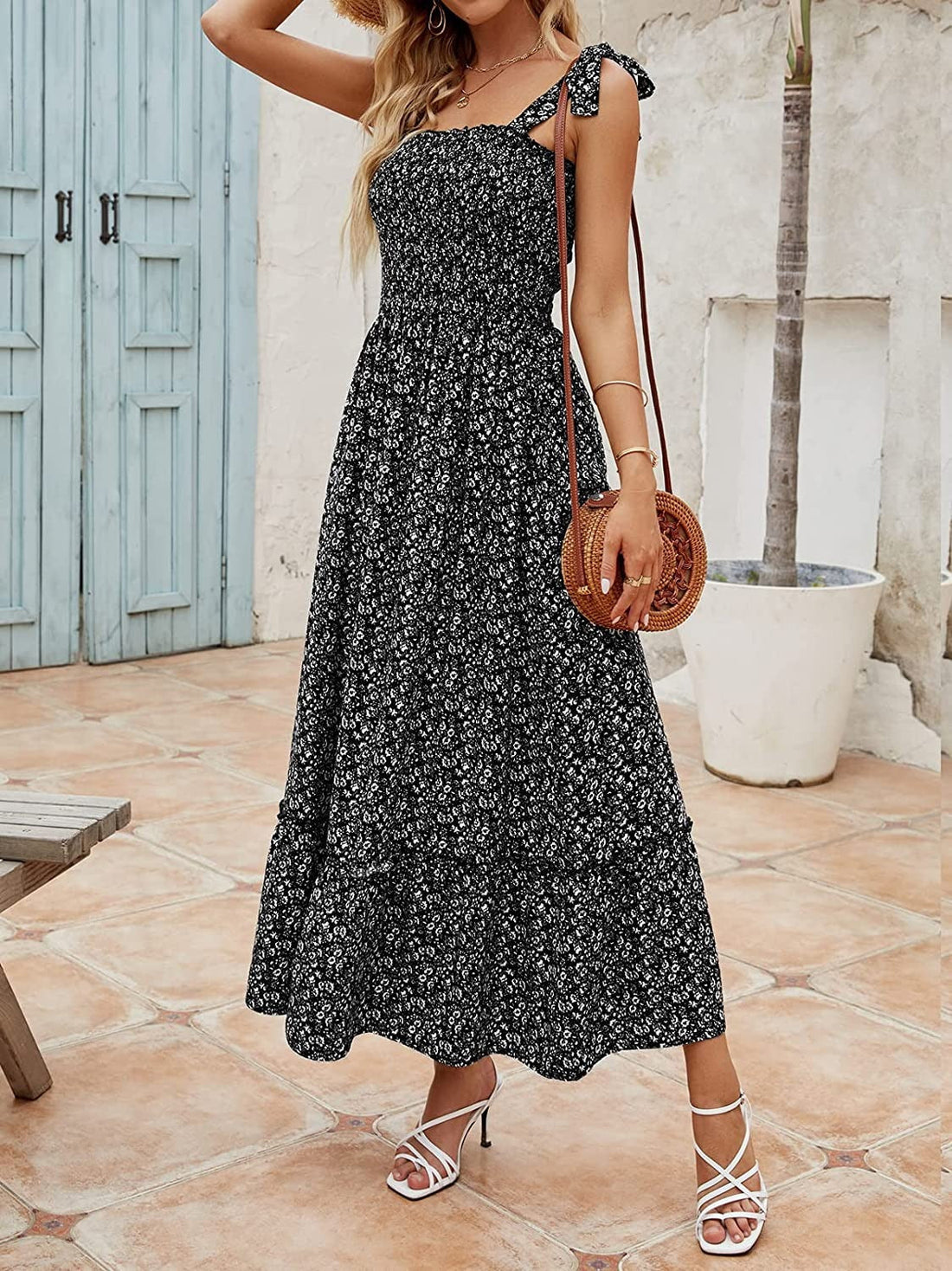 Camille - Women's Summer Long Bohemian Print Strap Loose Dress