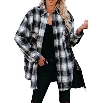 Brielle - plaid button-up long sleeve shacket