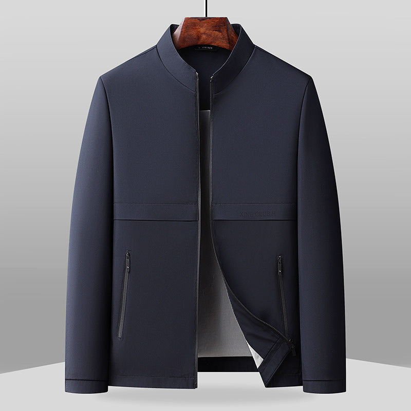 Men’s Jacket – Regular Fit – Band Collar – Full-Zip – Zipper Pockets – Hip Length