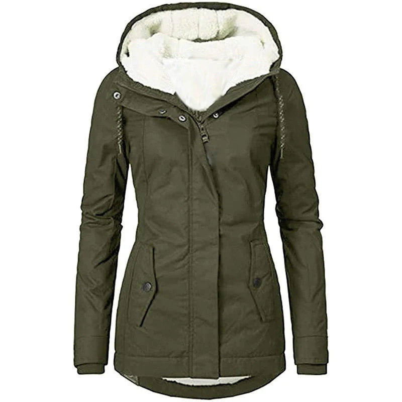 Women’s Parka Coat – Semi-Fitted – Hooded – Plush Lined – Mid-Thigh – Insulated Warmth