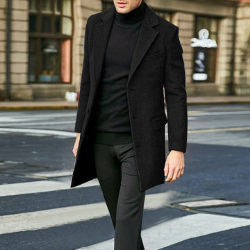 Men's classic black overcoat