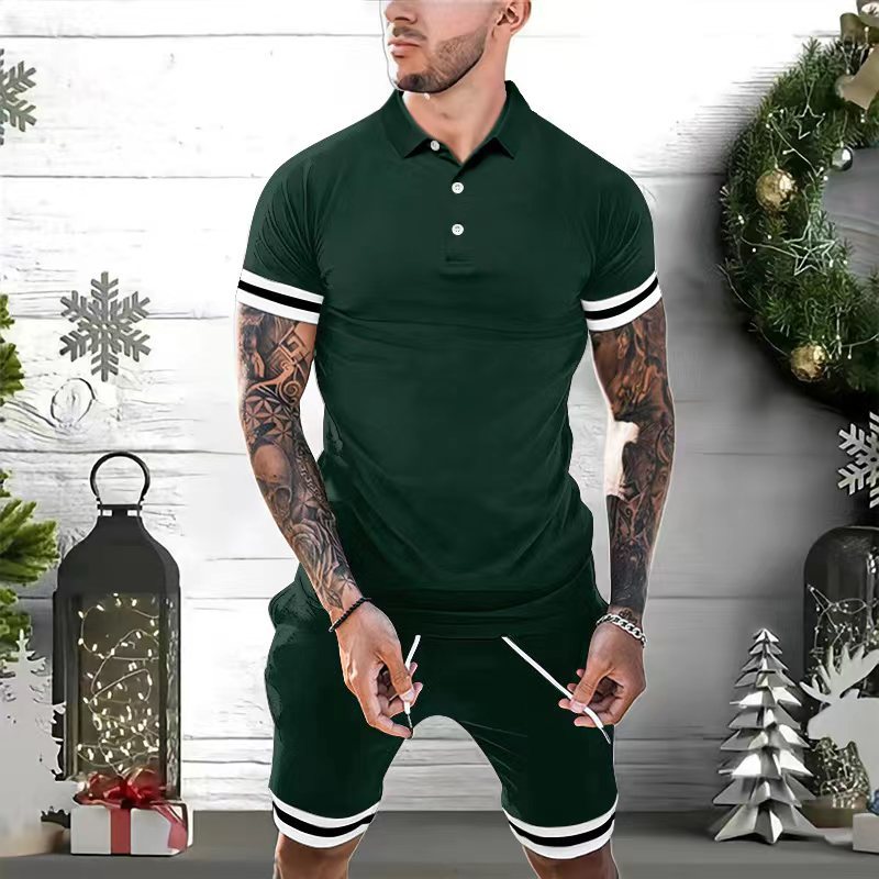 Men’s Polo Shirt – Slim Fit – Cotton Blend – Short Sleeve – Stripe Trim Collar