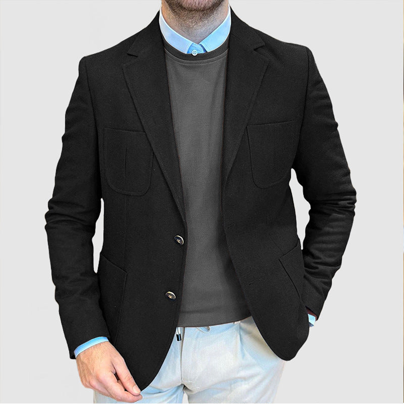 Men’s Blazer – Slim Tailored Fit – Wool Blend – Double-Breasted – Notch Lapel