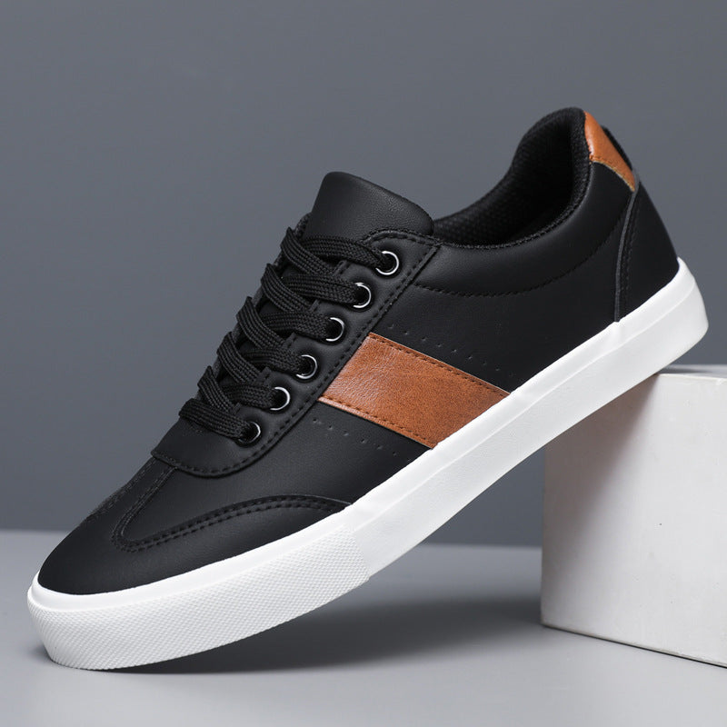 Men's leather sneakers with brown accents