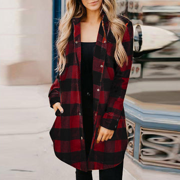 Women's plaid flannel jacket for rustic charm