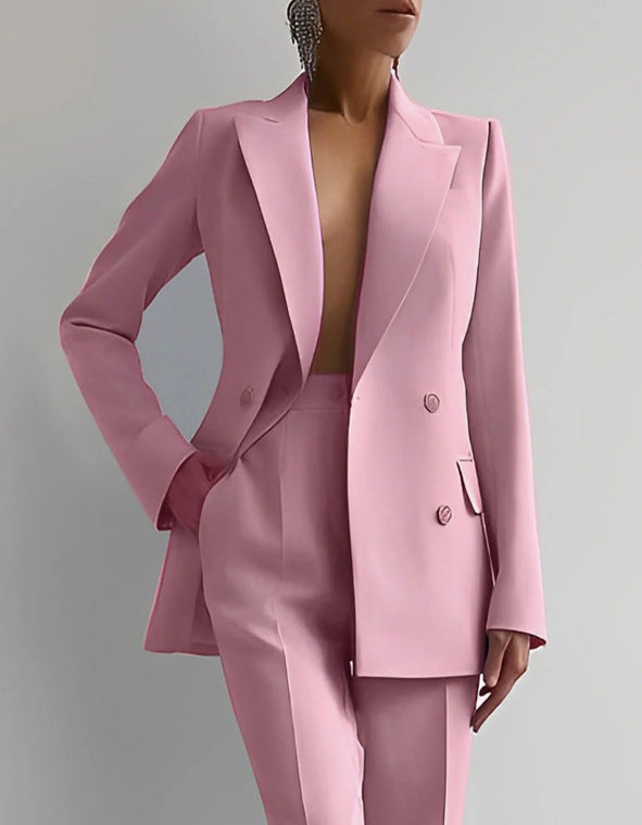 Lydia - Straight Fit Blazer and Pants Set - Elegant Tailored Suit, Formal Wear