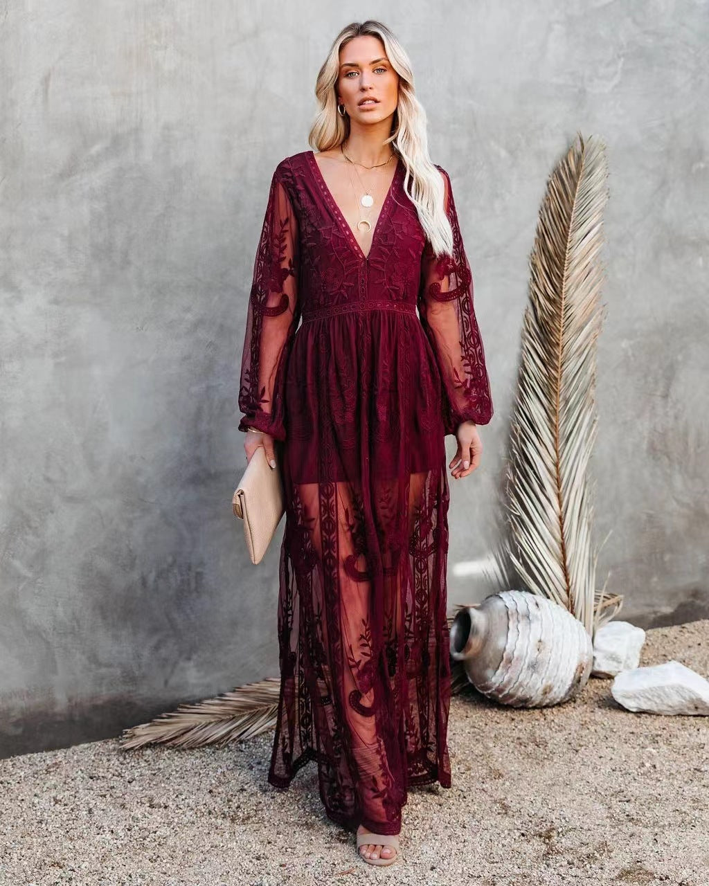 Dawn - boho lace tulle maxi dress