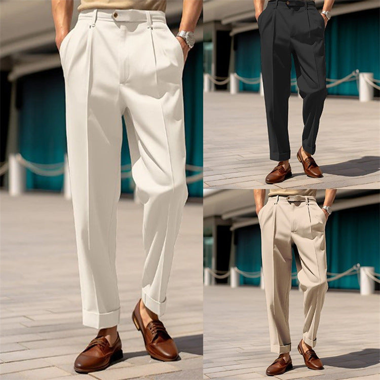 Men's casual straight cut trousers