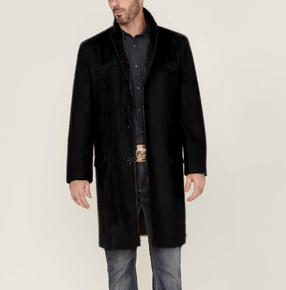 Men’s Overcoat – Tailored Fit – Wool – Notched Lapel – Knee Length – Flap Pockets