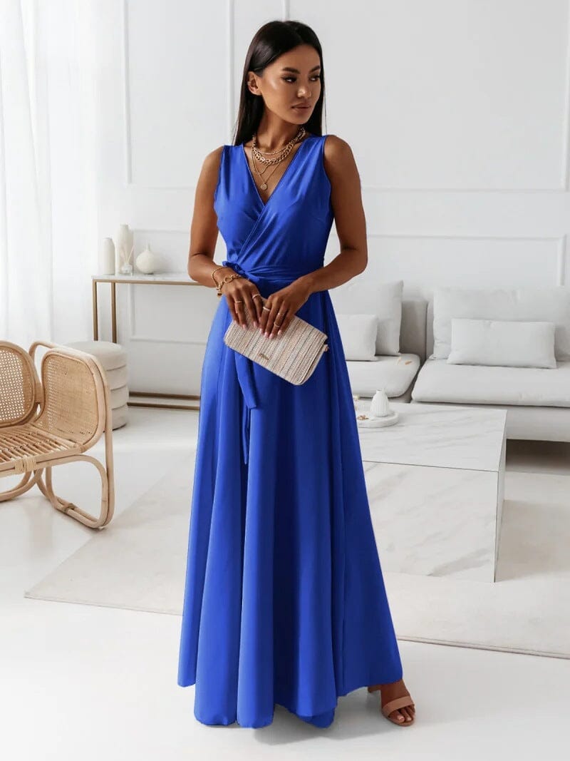 Wrap Sleeveless V-Neck Maxi Dress for Women