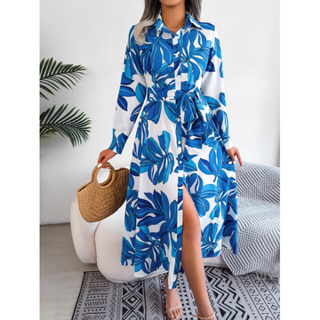 Harper: floral printed buttoned front maxi dress