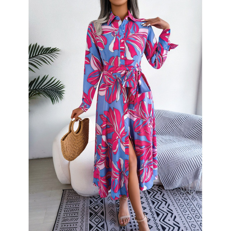 Harper: floral printed buttoned front maxi dress