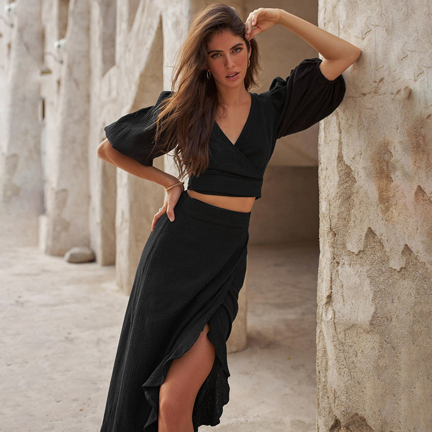 Connie - crop top and wrap skirt set