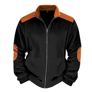 Men’s Quilted Jacket – Regular Fit – Zipper Front – Ribbed Texture – Stand Collar