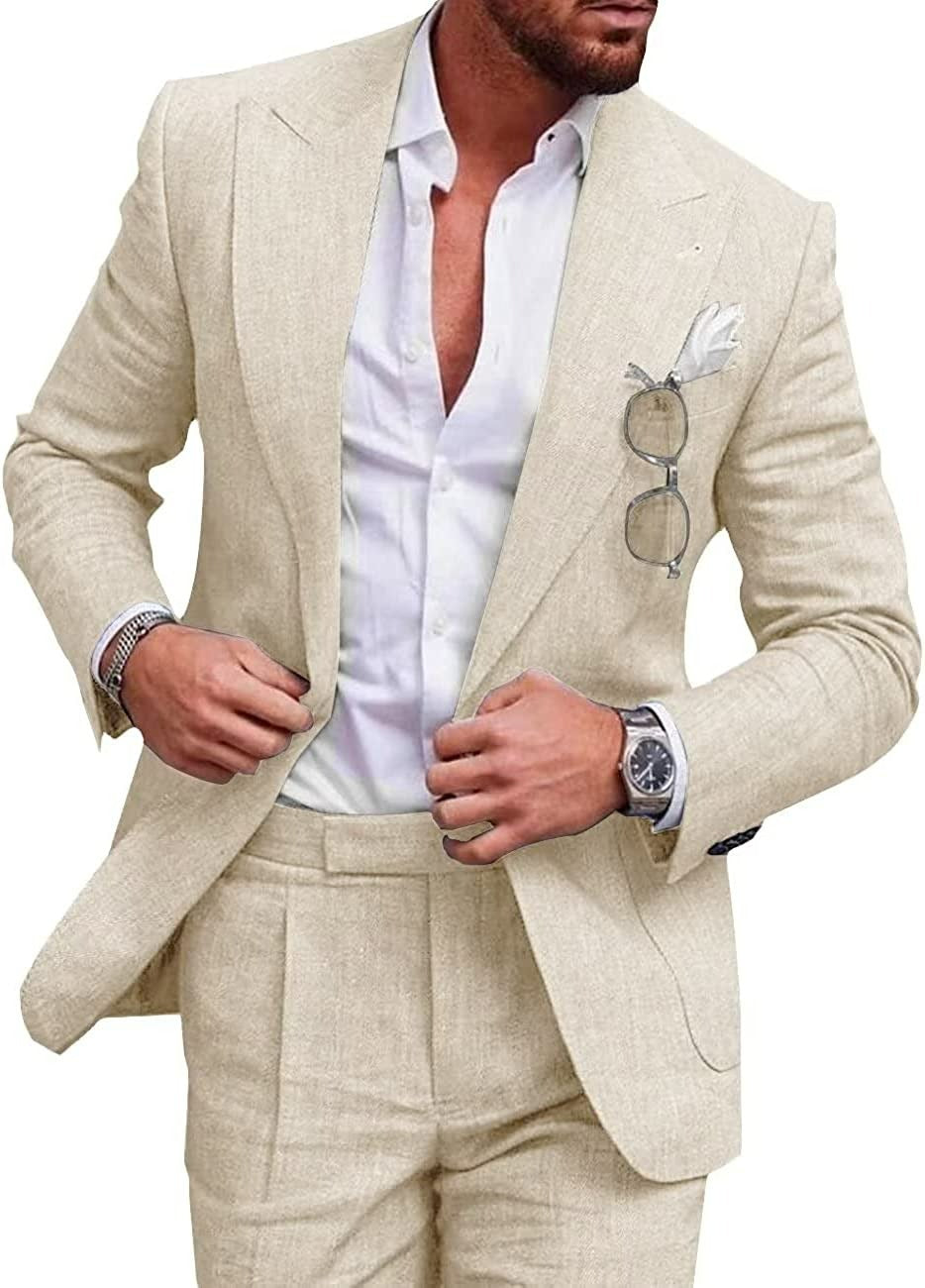 Men's Blazer – Tailored Fit – Textured Fabric – One-Button Closure – Formal Wear
