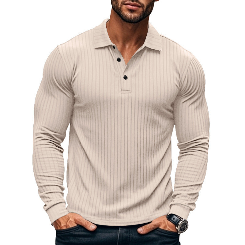 Men’s Henley Shirt – Slim Fit – Ribbed Knit – Long Sleeve – Button Placket Collar