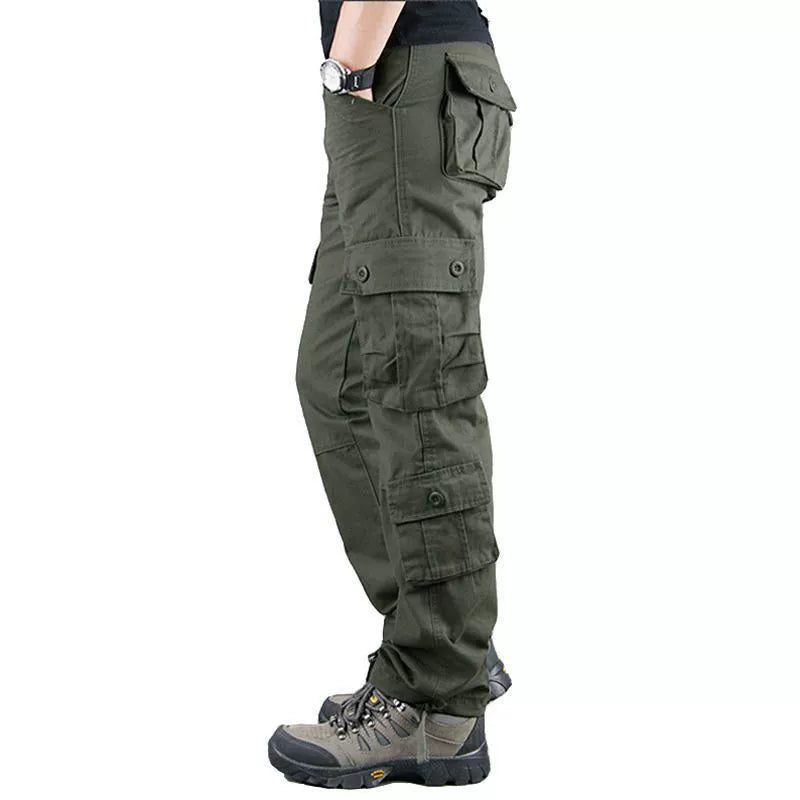 Men’s Cargo Pants – Loose Fit – Cotton – Multi-Pocket Durable Utility Style