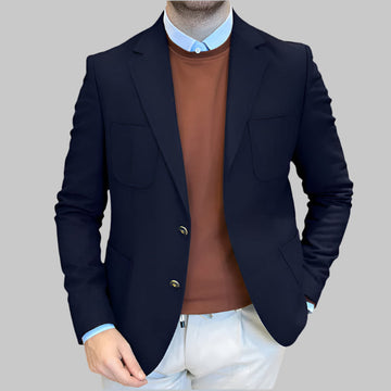 Men’s Blazer – Slim Tailored Fit – Wool Blend – Double-Breasted – Notch Lapel
