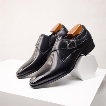 Men's monk strap leather dress shoes