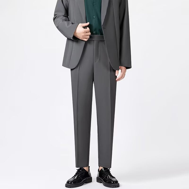 Men’s Tailored Trousers – Slim Fit – Ankle Length – Sharp Crease – Wool Blend Formal Pants