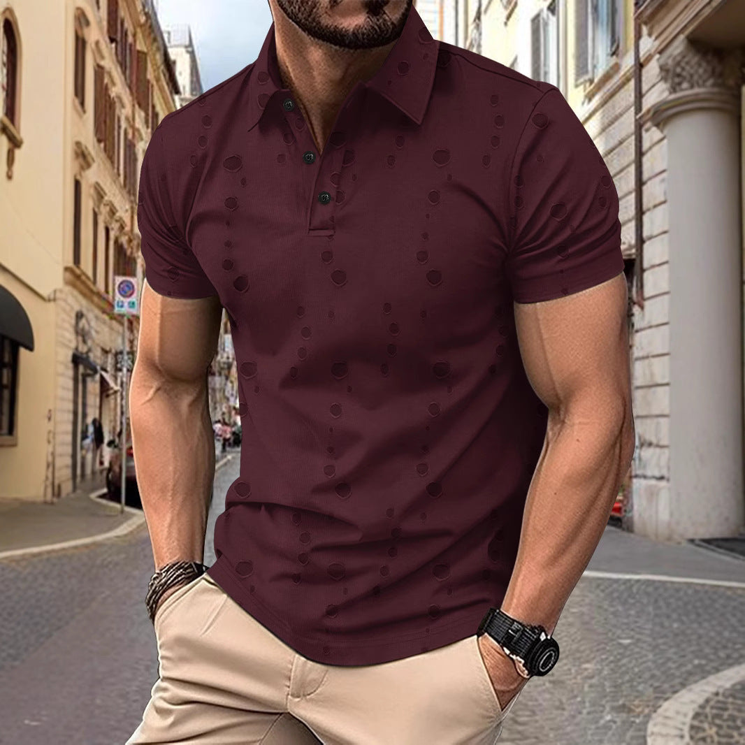 Men’s Polo Shirt – Slim Fit – Distressed Style – Breathable Cotton Blend – Short Sleeve