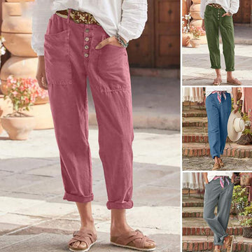 Sara - Charming Casual Breasted Cotton Loose Pants