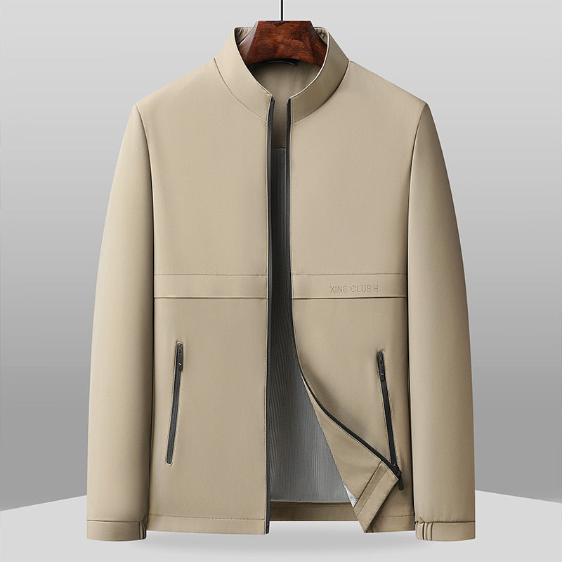 Men’s Jacket – Regular Fit – Band Collar – Full-Zip – Zipper Pockets – Hip Length