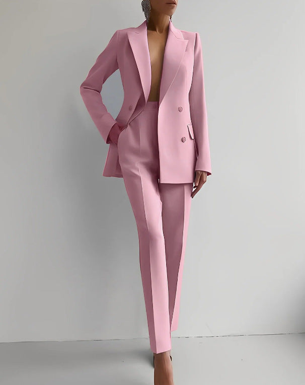 Lydia - Straight Fit Blazer and Pants Set - Elegant Tailored Suit, Formal Wear