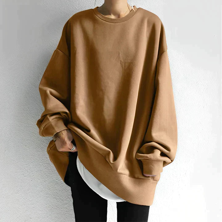 Women’s Oversized Pullover – Knit Fabric – Drop Shoulder – Ribbed Hem – Long Sleeve